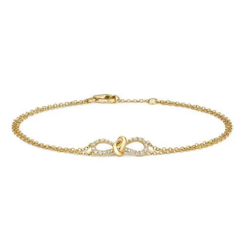 18 Carat Yellow Gold Bracelet Bow Diamond Bracelet (0.19ct)